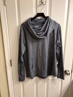 Lands' End Sport Heathered Navy Performance Cowl Neck Top XL